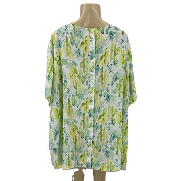 Torrid Plus Size 4X Women Abbey Georgette Button Back Blouse Cactus Print 48-29 - Picture 4 of 10